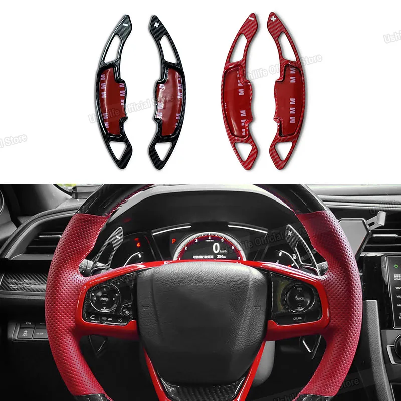 

Carbon fiber Car Paddle Shifter Steering Wheel Gear Shift Shifter Extension For Honda Civic 10th 2016 2017 2018 2019 2021