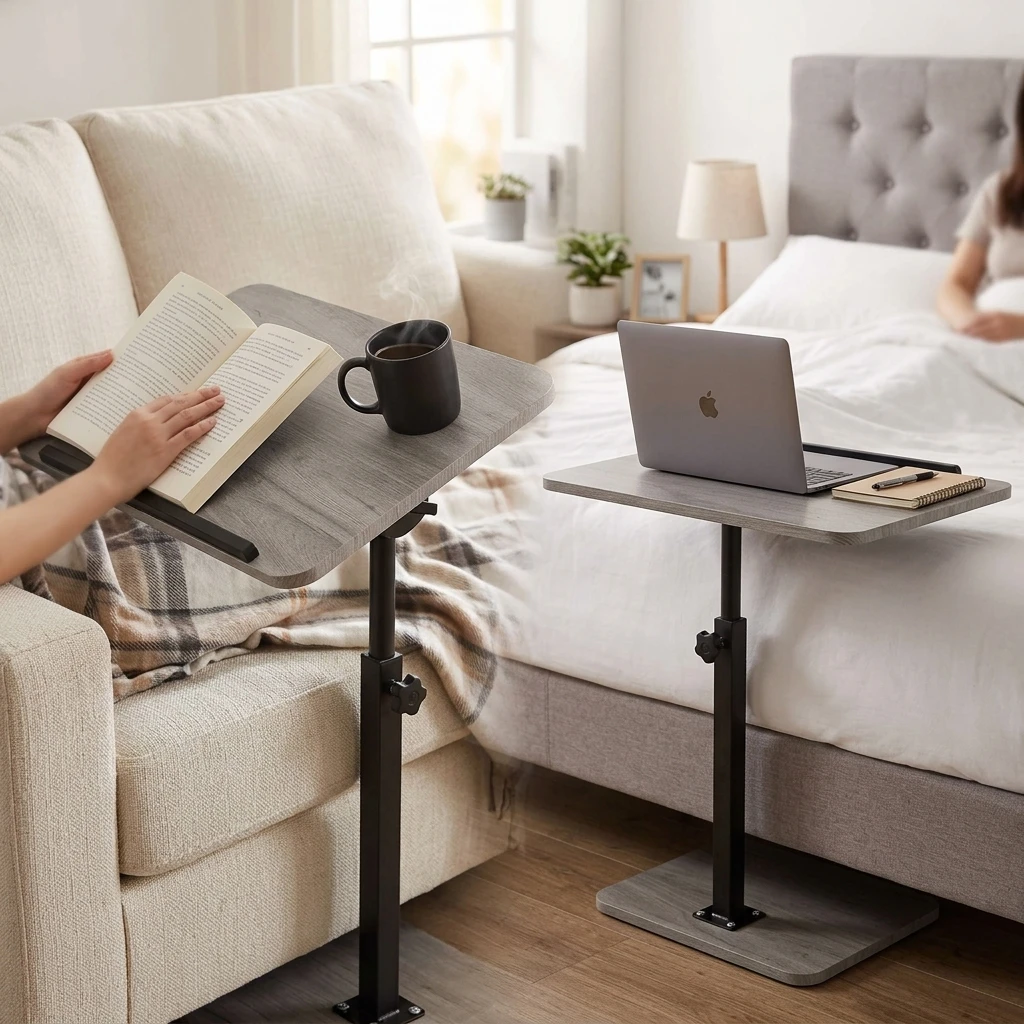 

Adjustable Side Table C-Shaped Simple Mobile Storage Desk Coffee Table Simple Bedroom Couch Bedside Table no wheel