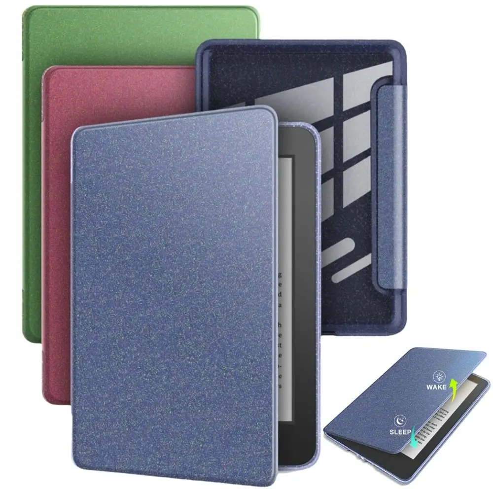 Auto Wake/Sleep Protective Case Glitter Powder Magnetic e-Reader Shell for Kindle Paperwhite 2024 (12th Gen) 7 inch Colorsoft