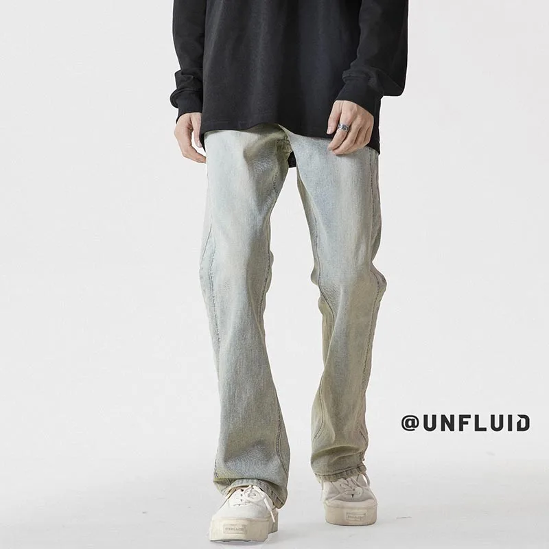 

Slim Fit Straight Leg Jeans Men's Spring Autumn New Style Casual Pants American High Street Vibe Wear Resistant Stone Washed