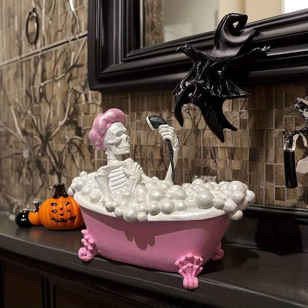 Halloween Thema Hars Spook Beeldje Model Handwerk Cartoon Staande Spook Ornament Grappig Pop Standbeeld