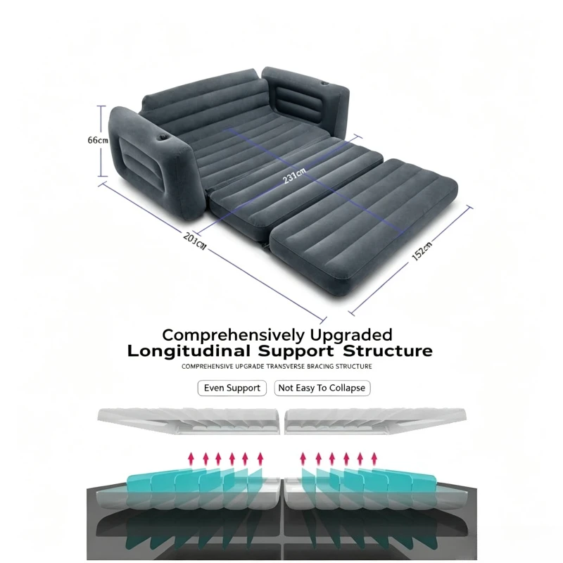 Double Foldable Inflatable Sofa Bed, Thickened Lazy Sofa Lounge Chair for Nap Rest Home Office Camping image 6