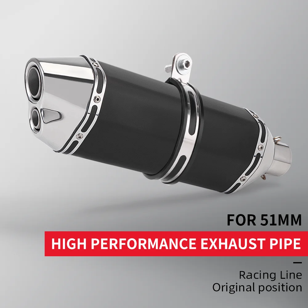 Exhaust pipe motorcycle off-road 470mm universal 51mm 51MM caliber motorcycle dual hole muffler