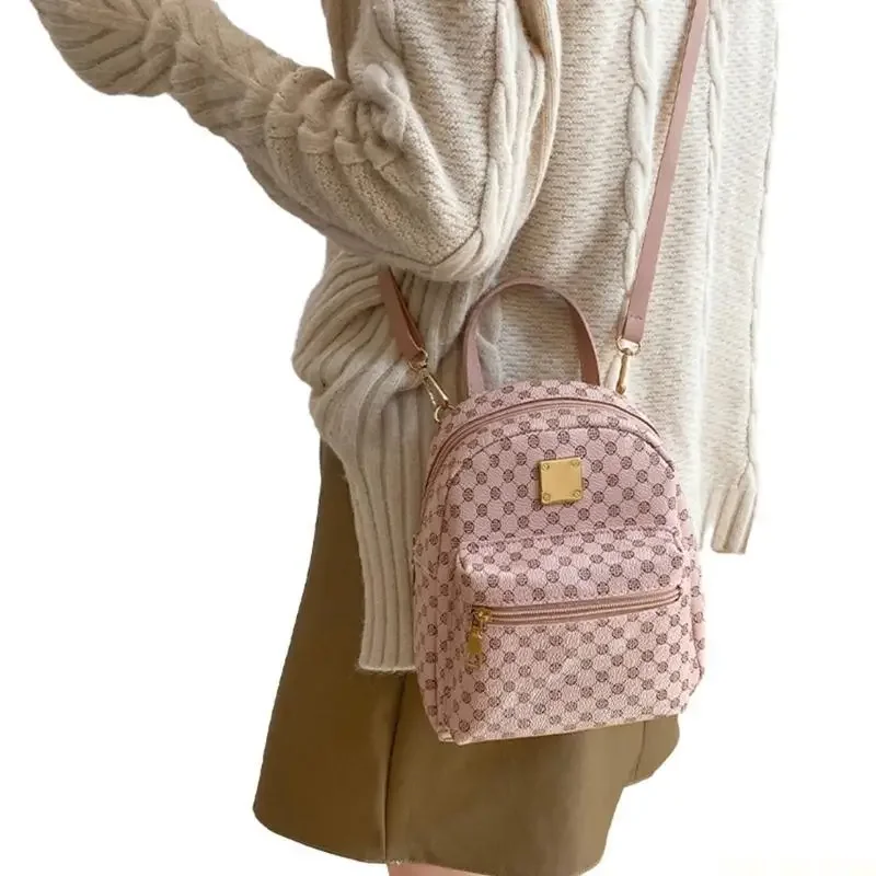 X90D Stylish Printed Mini Backpack PU Rucksack Daypack for Students and Professionals