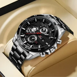 Top Men Watch Sports Style 46mm Large Leather Racing Style Casual Fashion Original Black Rose Gold Calendar Quartz Watch Relogio