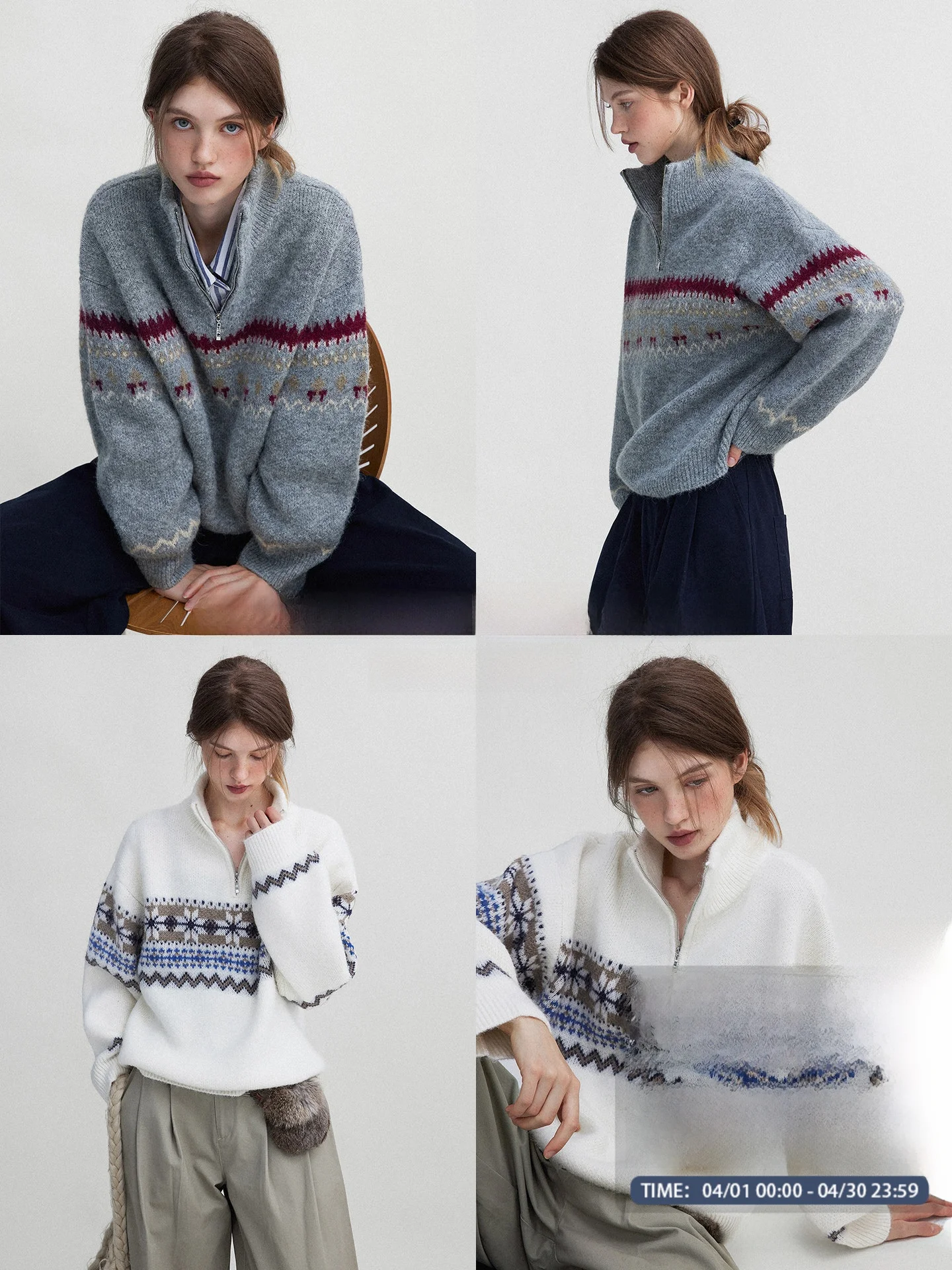 

Женский винтажный шерстяной свитер крупной вязки в стиле Fair Isle с контрастными цветами, с открытым передом, большой размер, весна-осень