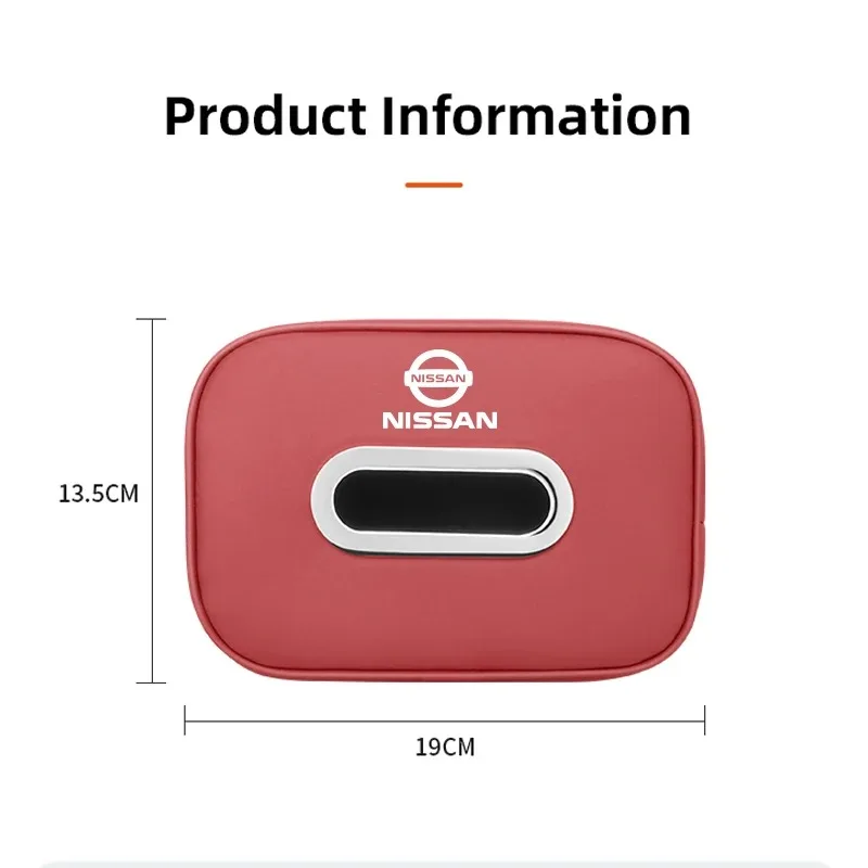Leather Car Tissue Box Holder Back Seat Multi Storage Bag For Nissan Sylphy N7 Teana Qashqai Note J10 J11 Navara Juke GTR Patrol view 3