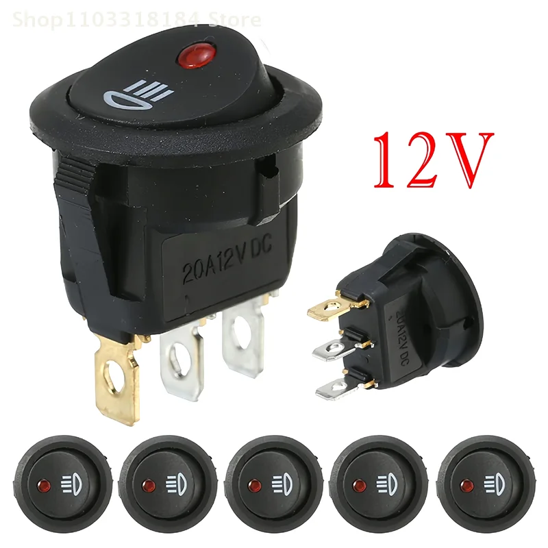 

On Off Rocker Switch Red Led Fog Light Lamp Symbol Car Van Truck 23mm DC 12V 20A ABS Plastic Fit For Car Van Truck
