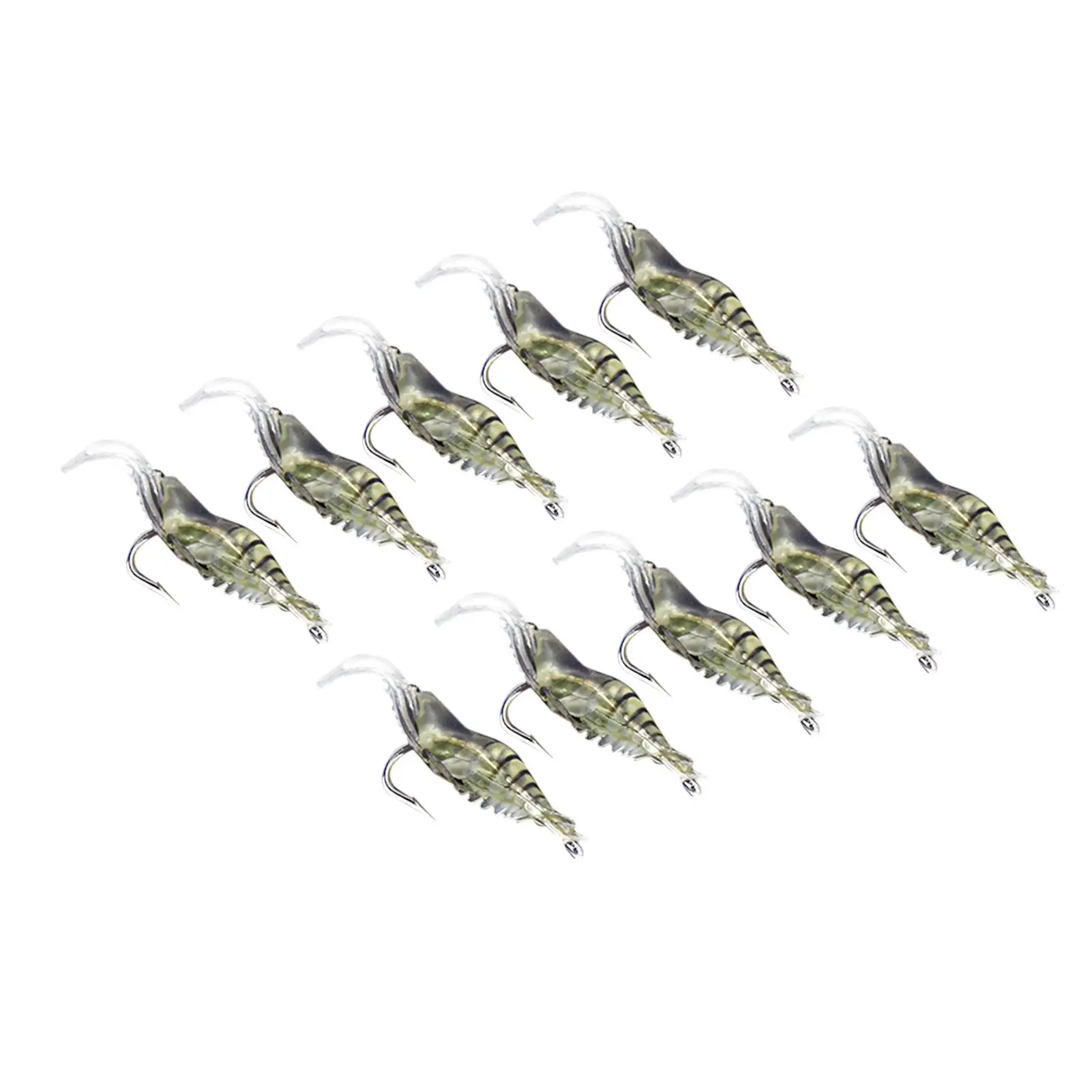 

10Pcs Soft Silicone Shrimp Prawn Fishing Lure with Fishy Smell - Artificial Trout Bait Single Hook Jig Lure for Bass Tackle