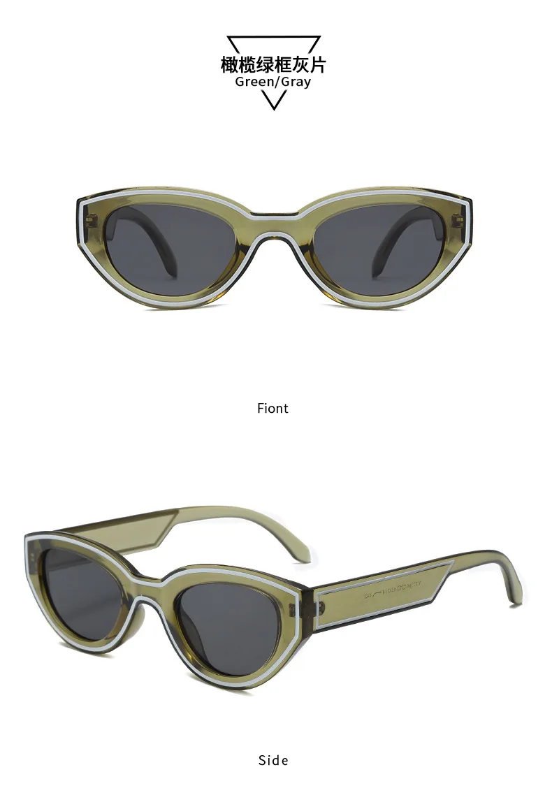 Neue Ankunft Platz Cat Eye Sonnenbrille Frauen Oval Vintage Marke Elliptische Sonnenbrille für Weibliche Shades Männliche Brillen Sonnenbrillen – Detail 11