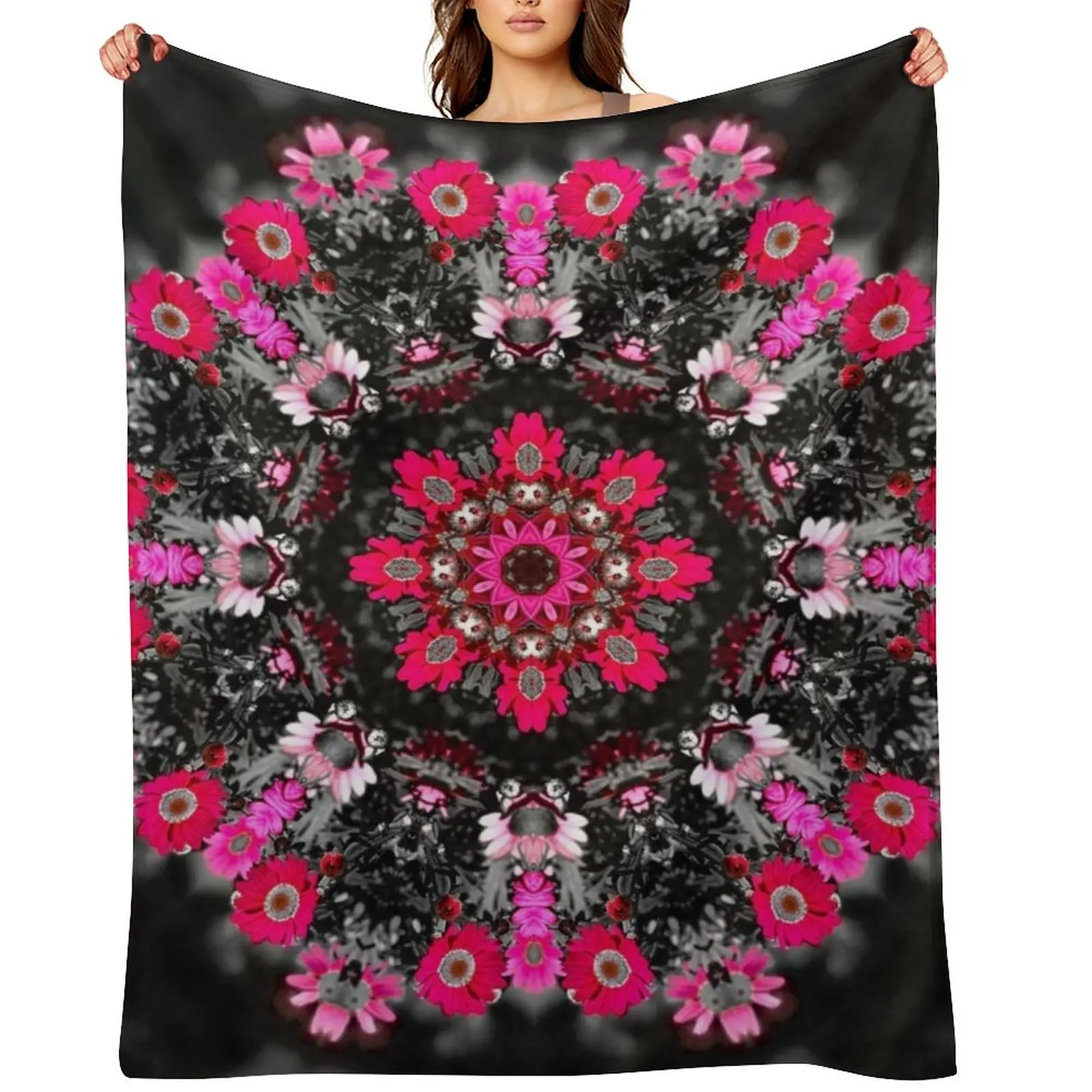 

Marguerite Daisy Mandala Throw Blanket Single Travel Summer Heavy Blankets