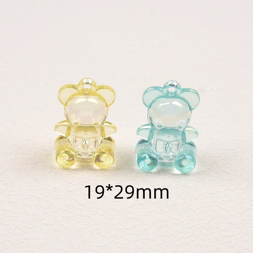5 Pieces  19 * 29mm  Colorful Transparent Acrylic Bow Bear Pendant  DIY Makes Fashionable Jewelry Necklace Accessories Materials