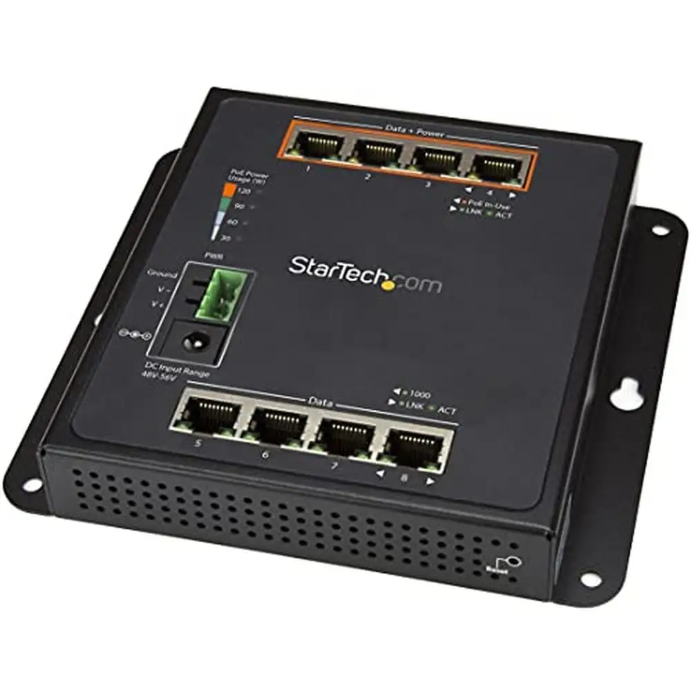 Industrial Gigabit PoE Switch 8 Port Managed Layer/L2 Rugged High Power 4 x PoE  30W IEEE 802.3af/at 120W Budget Hardened GbE