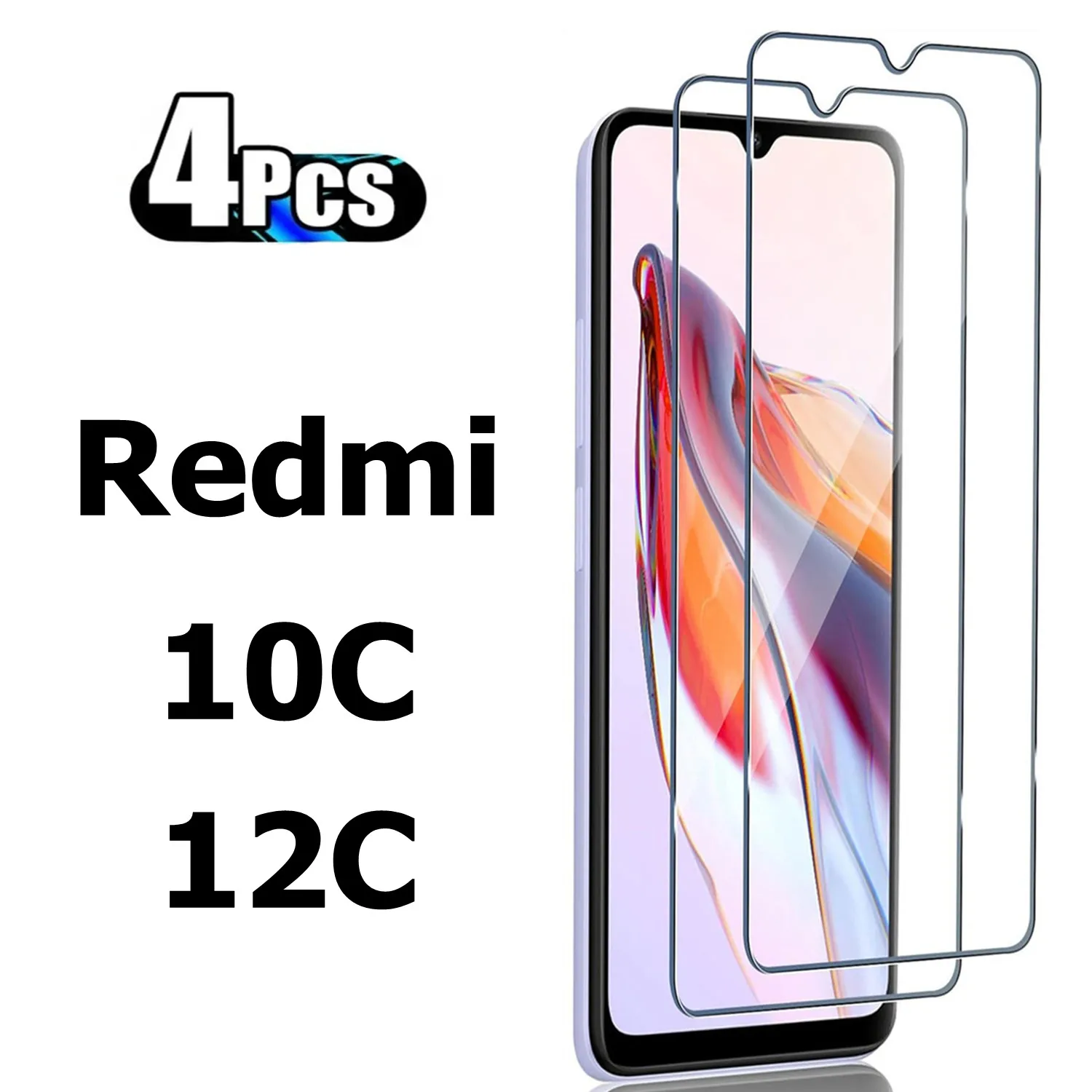 9H tempered glass screen protector for Xiaomi Redmi 12C 10C 2/4Piece