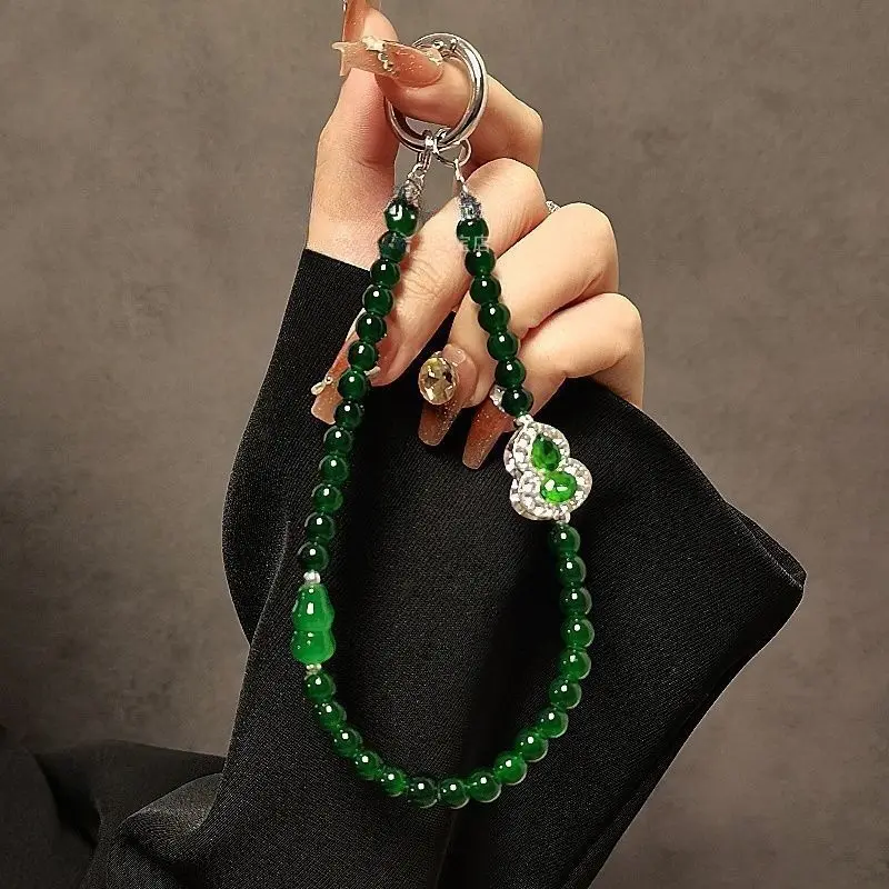 

Ретро стиль горный хрусталь тыква цепочка для мобильного телефона из бисера кристалл китайский стиль короткий ремешок на запястье модный аксессуар