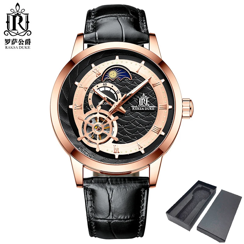 

Moon Phase Mechanical Watches for Men Designer Tourbillon Automatic Mens Sports Wristwatches Waterproof Man Watch Free Shipping