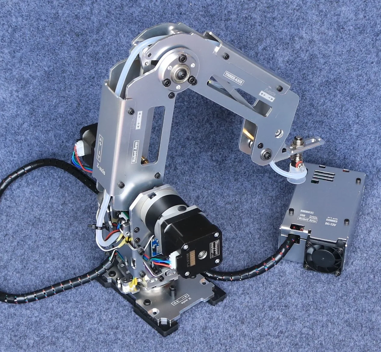 Lengan Robot Stepper logam penuh 4 Aixs, braket lengan mekanis meja geser Kit belum dirakit untuk Model Robot industri cakar Stepper