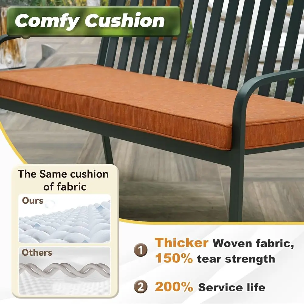 وسادة مقعد خارجية من قماش Olefin مقاومة للماء، غطاء قابل للإزالة، مقاوم للبهتان بالأشعة فوق البنفسجية، تتضمن العلاقات، المقاسات: 42 × 18، 48 × 18، 59 × 18 i