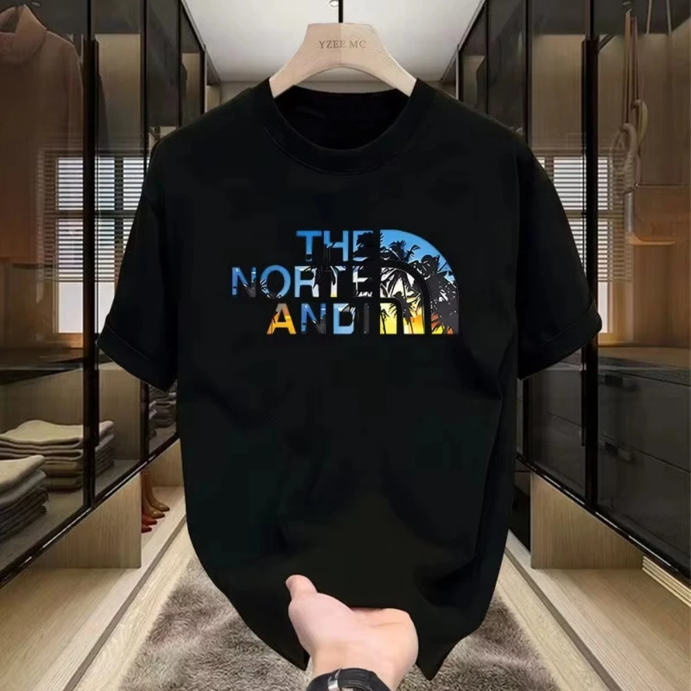 2026 High-quality Men's Summer New Heavyweight Pure Cotton T-shirt Short Sleeve Niche Design Printed Trendy Brand