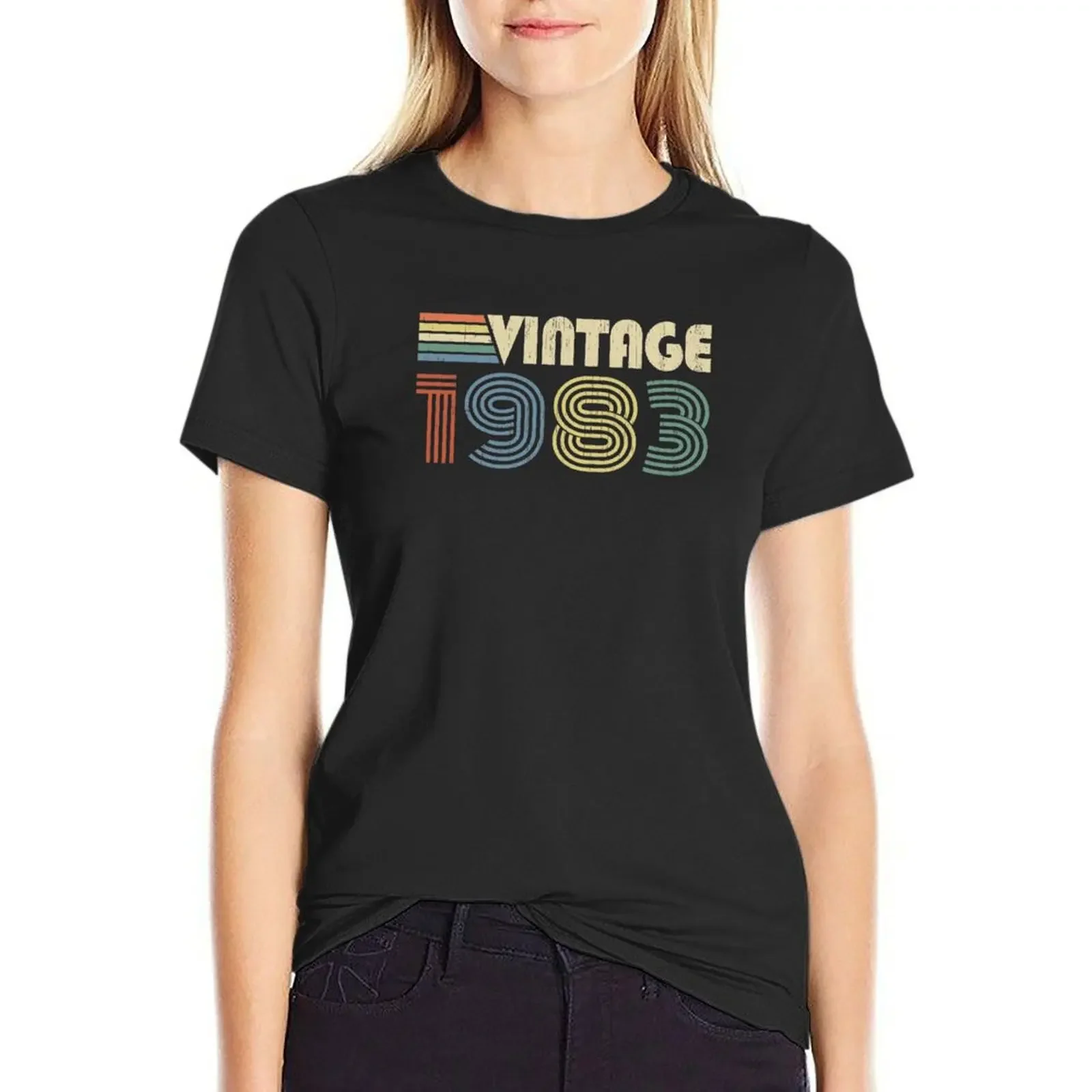 

Vintage 1983 37th Birthday Gift Born In 1983 37 Years Old T-Shirt plus size tops korean fashion sublime Women's clothing