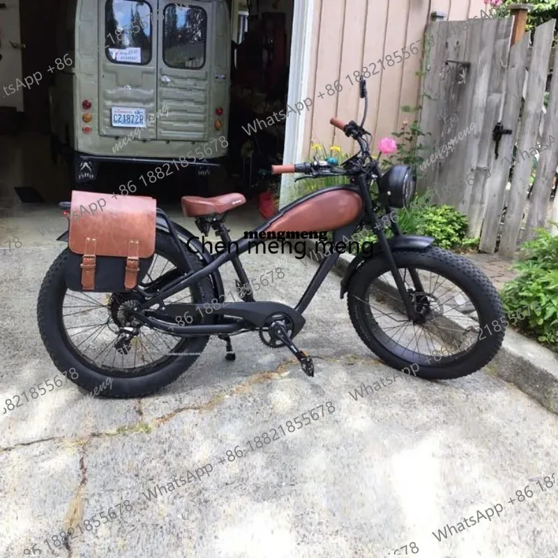 

New Retro Vintage Super Electric Hybrid Bike Fat Tire 26"4.0 Inch 750w Ebike 48V 17.5Ah Long Range Electric Bike