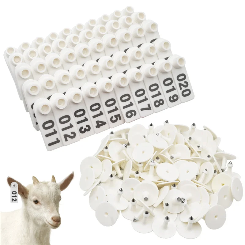 

No.001-100 Farm Animal goat Sheep Ear Tags With The Word Ear Laser Typing Copper Head Earrings Identification Card 100 pcs