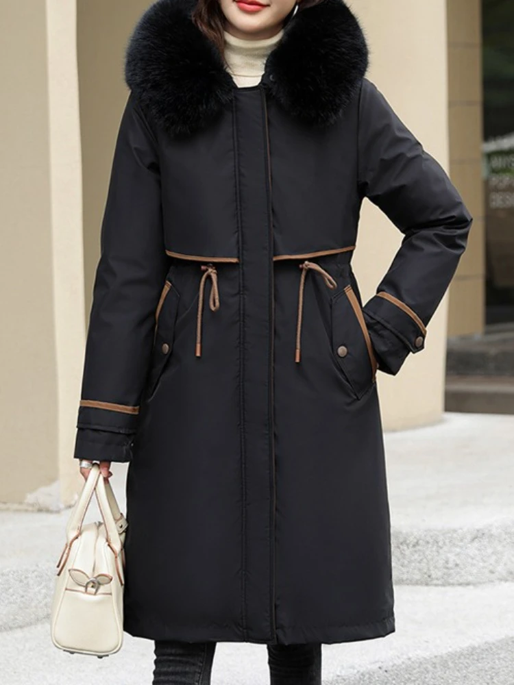 الشتاء سترات المرأة موضة جديدة الكورية فضفاضة مقنعين سميكة الدافئة عادية القطن معطف مبطّن معطف الإناث ملابس علوية سيدة عادية #5