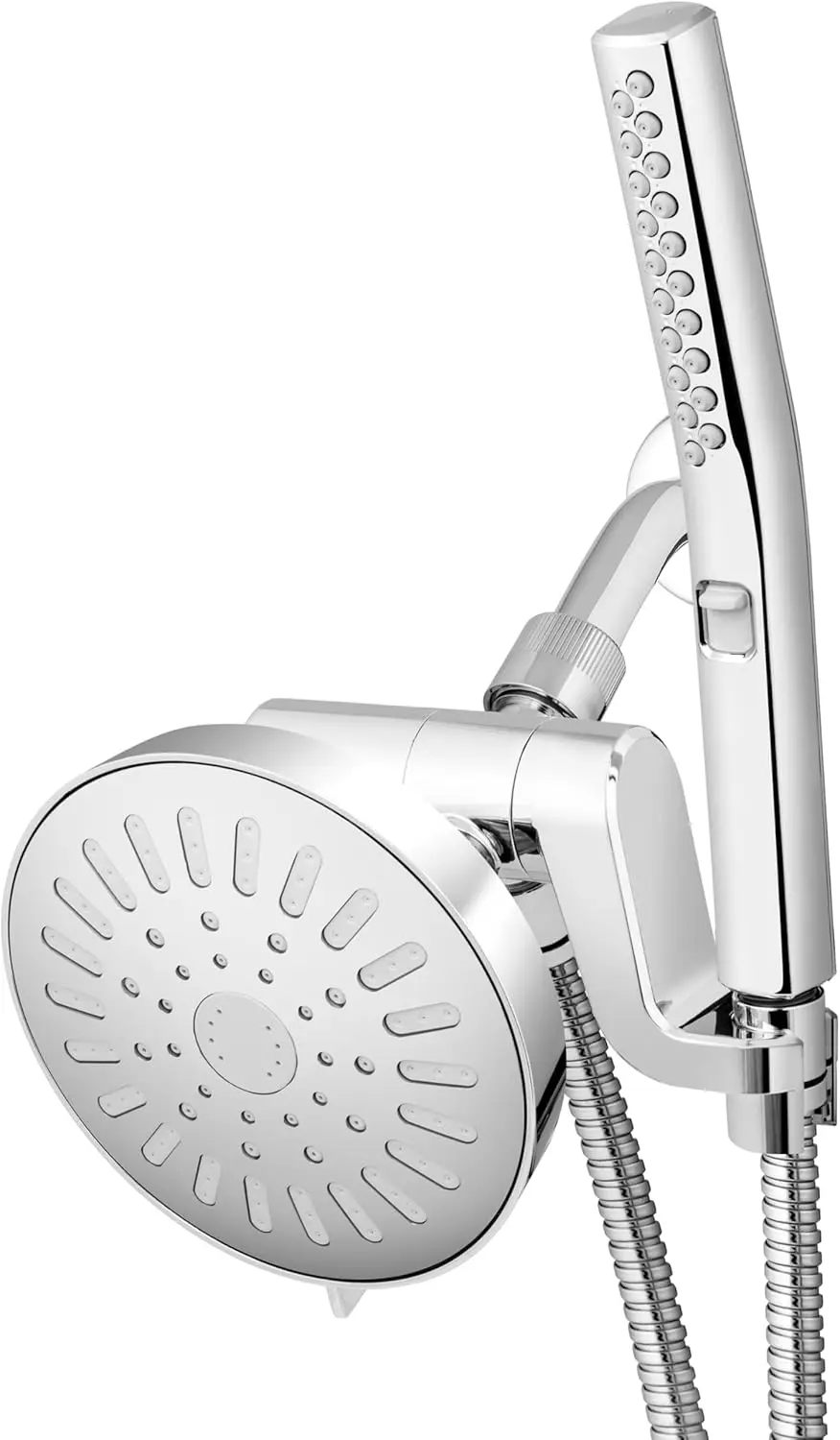 

High Pressure Handheld Wand & Rain Shower Combo with 8ft Metal Hose, 7 Spray Modes for Hair and Body in Chrome