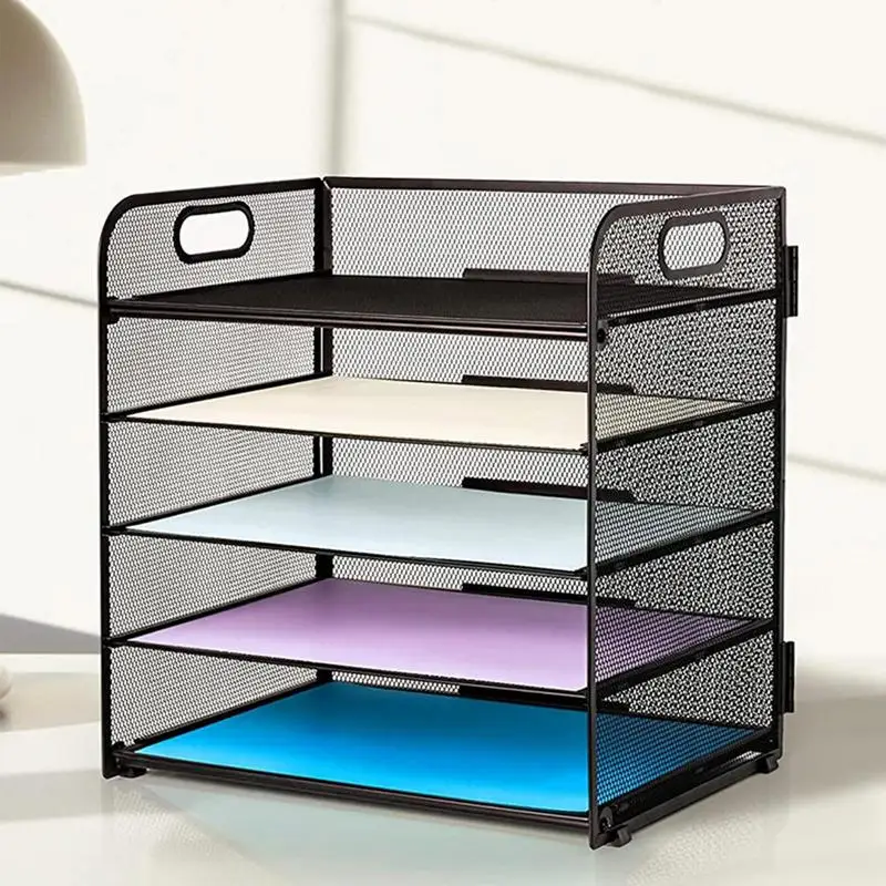 Imagem -03 - Mesh Paper Tray Organizer para Desk Metal Mesh Compact And Sturdy Desktop Letter Organizer