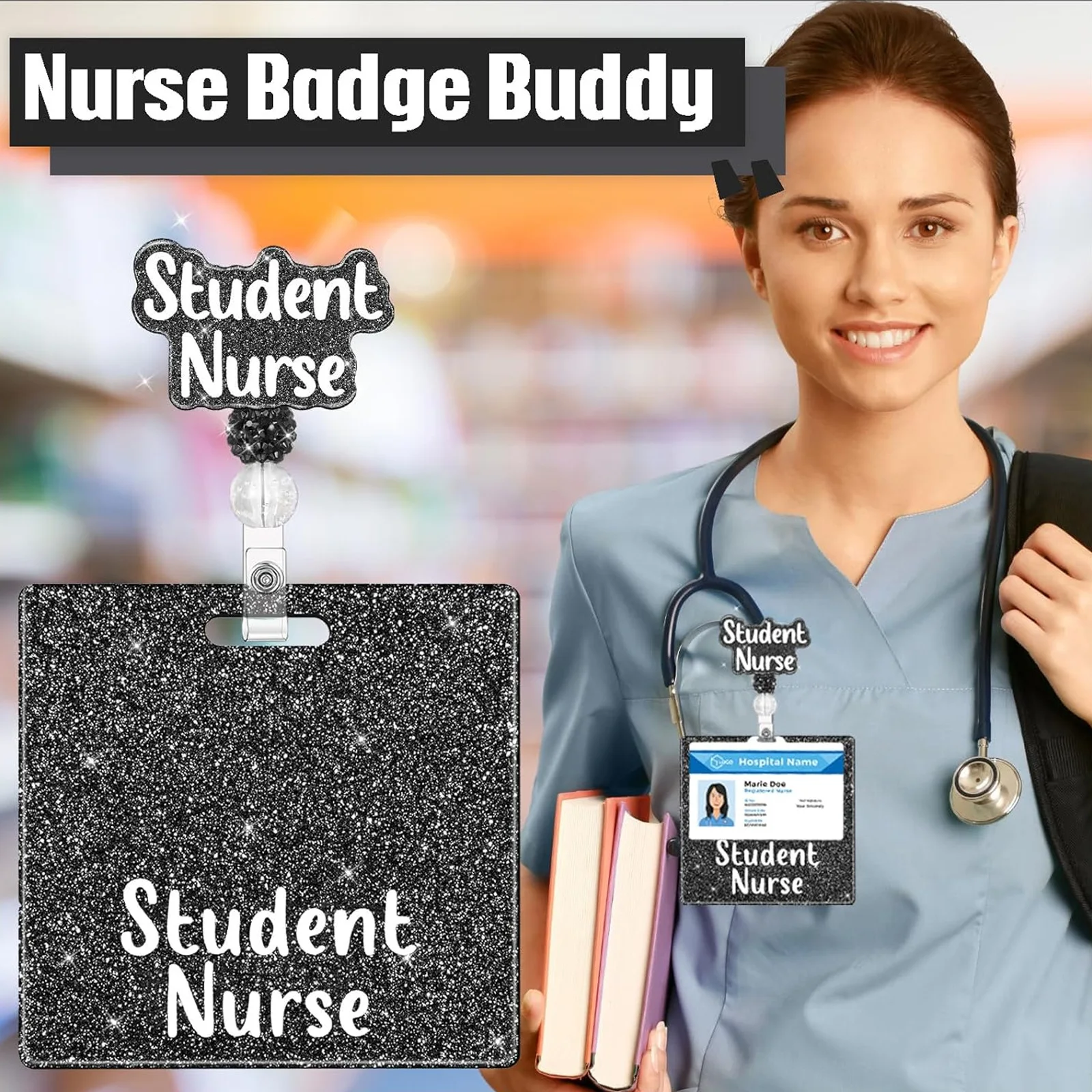 Retractable Id Badge Holder Nylon Badge Reel Acrylic Badge Holder Secure For Nursing Homes Rn Bsn Nurses