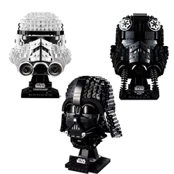 HOT TOY Space Wars Helmet Building Blocks Stormtrooper Vader Tie Fighter Pilot Helmet Assemble Puzzle Model Toys Birthday Gifts