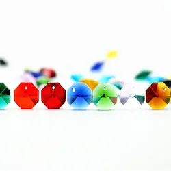 Best Sale 100pcs/lot 14mm DIY Chains Crystal Octagon Beads In One Hole Chandelier Accessories Garland Strand Curtain Decoration