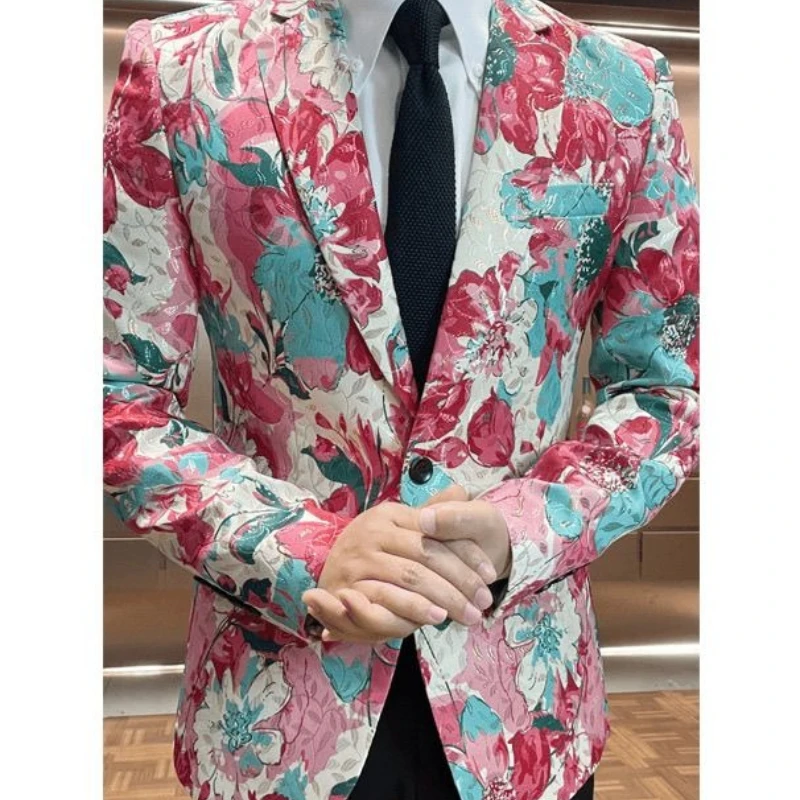 

High-quality 3D Printing Suit Plants and Flowers Lightweight Casual Single Suit Top Relaxation Age Reduction Spring Summer New