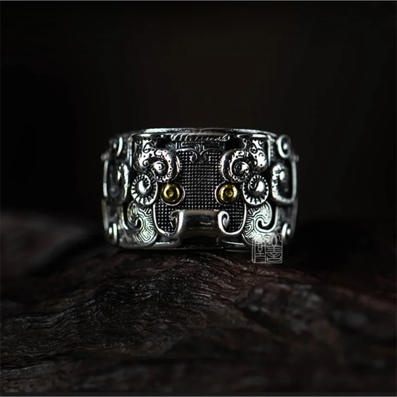 Anillo ajustable de plata 925 para hombre, joyería con personalidad, diseño glutoso, accesorios para dedos