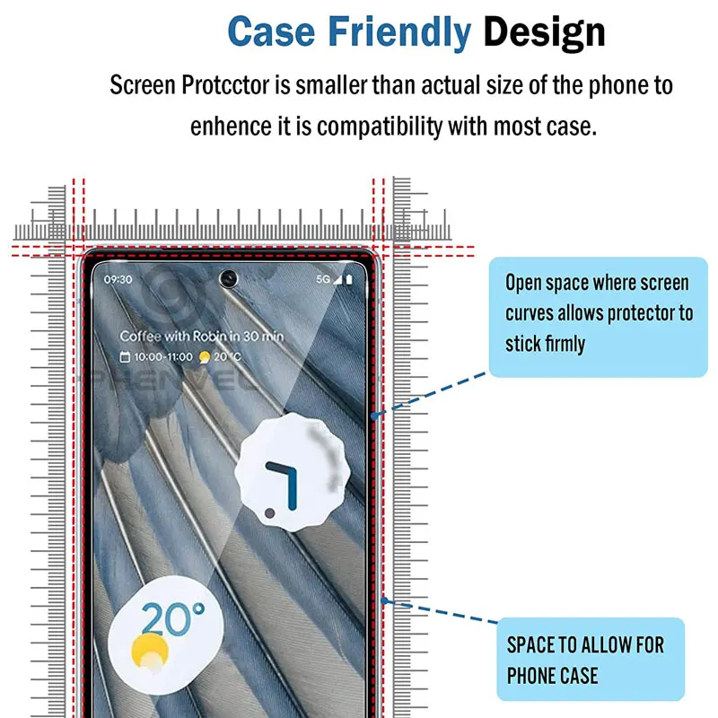 Full Clear Transparent Tempered Glass Screen Protector For Google Pixel 7A 6A 7 6 8A 8 Pro Anti Shatter Protective Glass