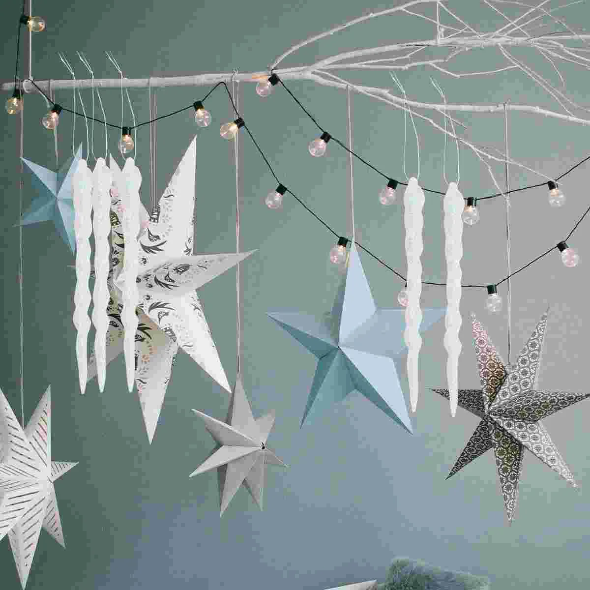 12 Pcs Icicles Simulation Ice Tinsel Christmas Decoration Tree Pendants Set Halloween Ornaments White Decorations