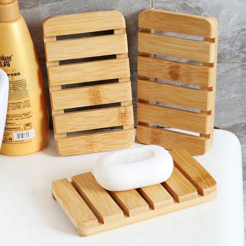 30Pcs Bamboo Case Tray Wooden Prevent Mildew Drain Soap Box Natural Bamboo Dishes Bath Soap Holder Container Bathroom Washroom