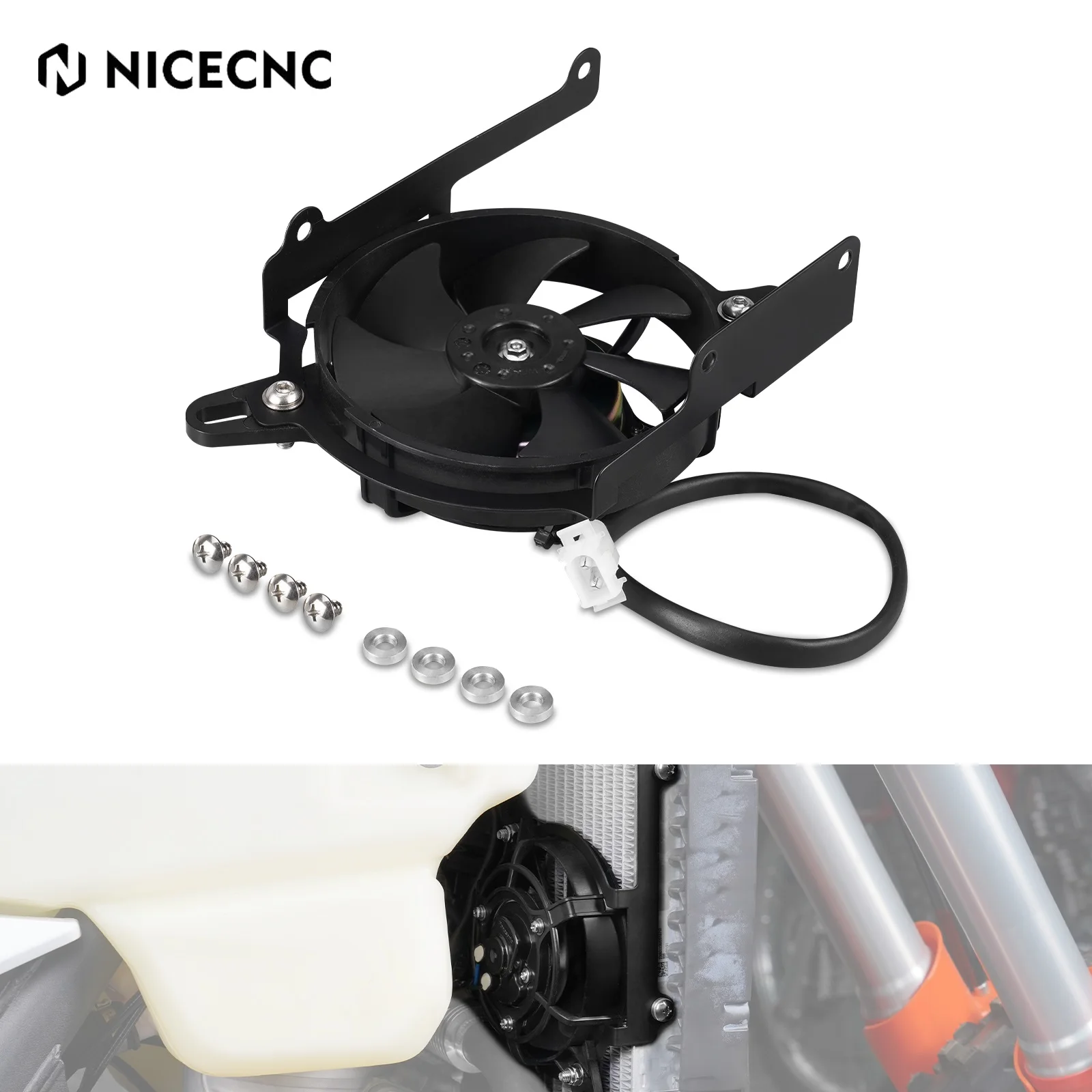 

For 2024 Husqvarna TE300 TE250 TE FE 501 450 350 300 250 150 125 FC FX TX TC 2023 NICECNC 12V Electric Radiator Cooling Fan Kit