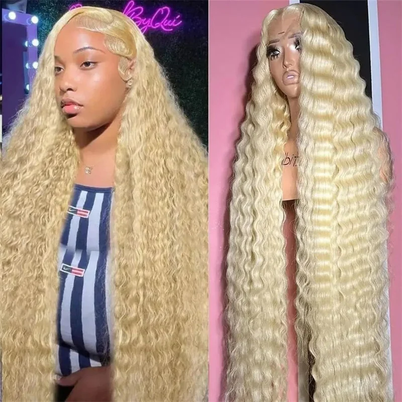 613 Hd Lace Frontal Wig 13x6 Deep Wave Frontal Wig 30 Inch Honey Blond 13x4 Brazilian Blonde Lace Front Curly Human Hair Wigs