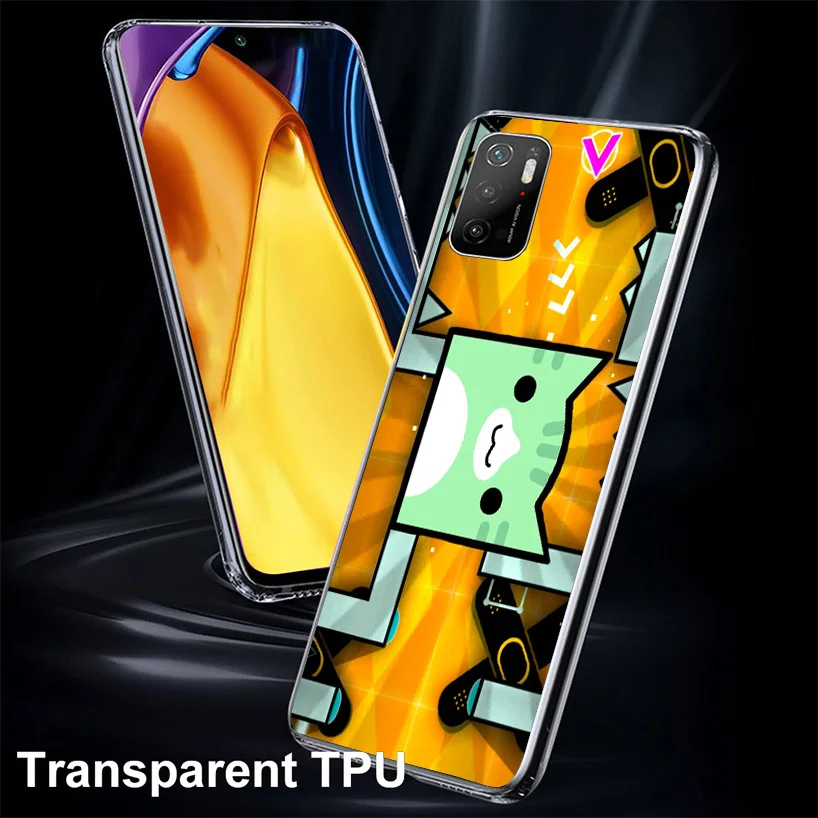 Geometry Dash Game Phone Case For Xiaomi Poco X6 X5 X4 X3 Nfc F5 F6 Pro F3 F2 F1 F4 Gt M5S M4 M3 M2 Soft Coque Cover X3 Nfc X4 G