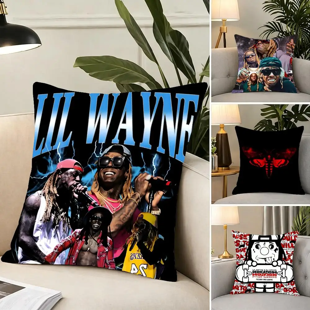 Rap Singer L-Lil Wayne Cushion Cover Portable floor cushion for travel Yoga Minimalist text 2way tricot