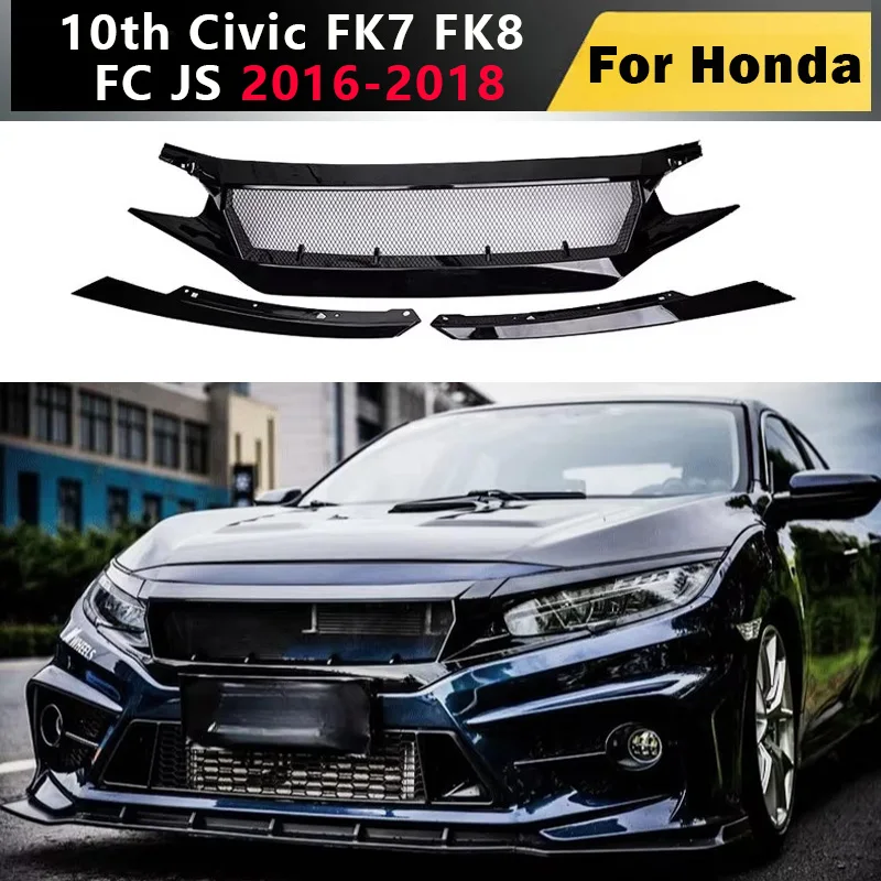 

For Honda 10th Civic FK7 FK8 FC JS 2016 To 2018 Front Bumper Grill Decoration Facelift Grille Modification Refit Grid N1 Style