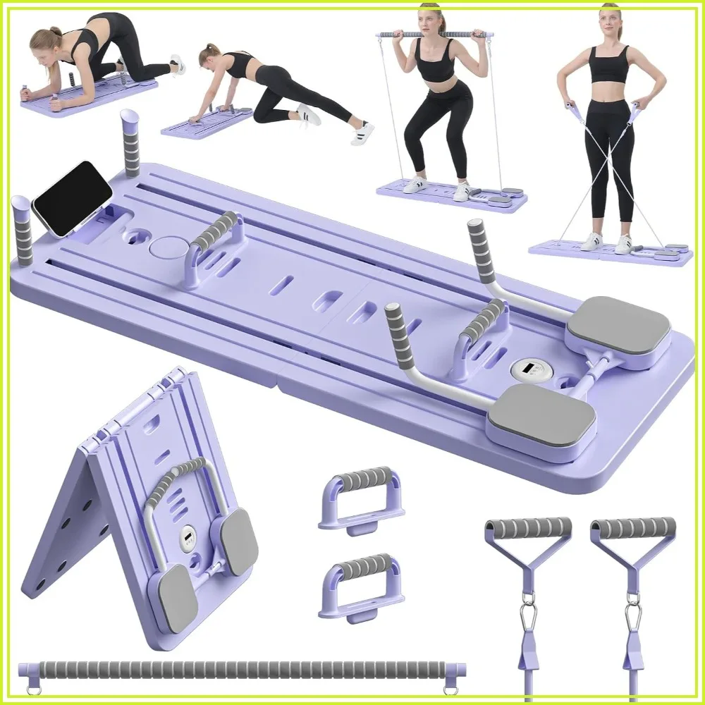 5 in 1 Foldable Pilates Reformer Board for Home, Multi-Purpose Pilates Sliding Board