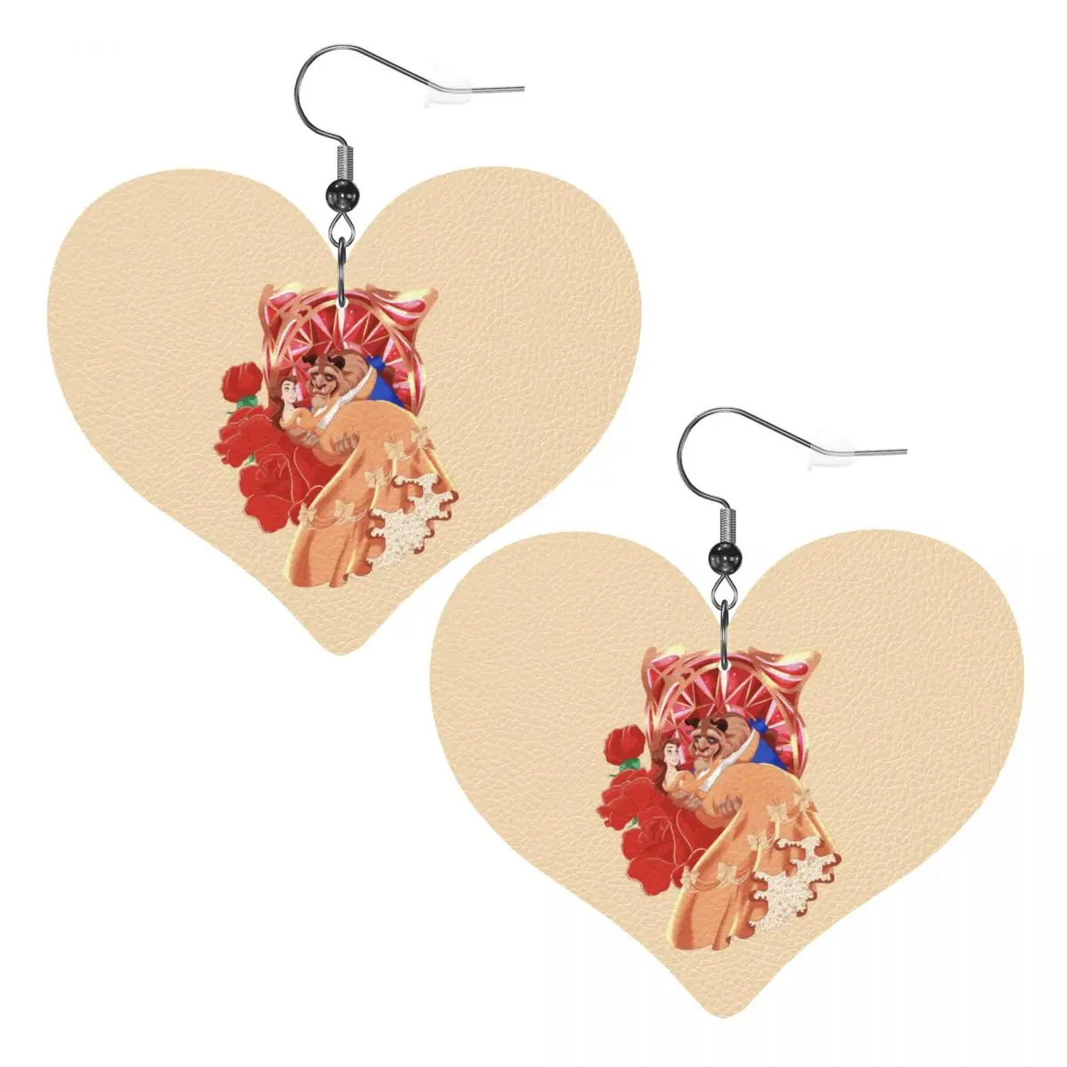 

Custom Adam And Belle Leather Teardrop Earrings for Leather Earrings Beauty And The Beast Lightweight for Parties Holidays