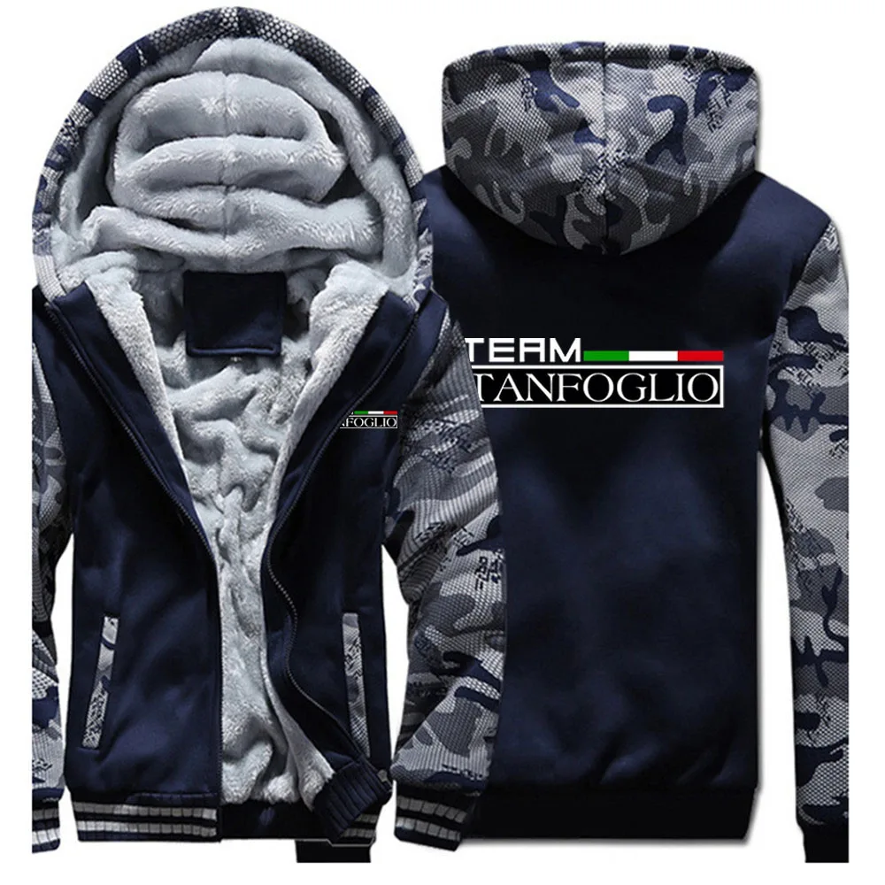 

2025 Autumn Winter Tanfoglio Logo Print Cardigan Splicing Sleeve Windproof Hooded Coat Men Trendy High Quality Thickened Hoodies
