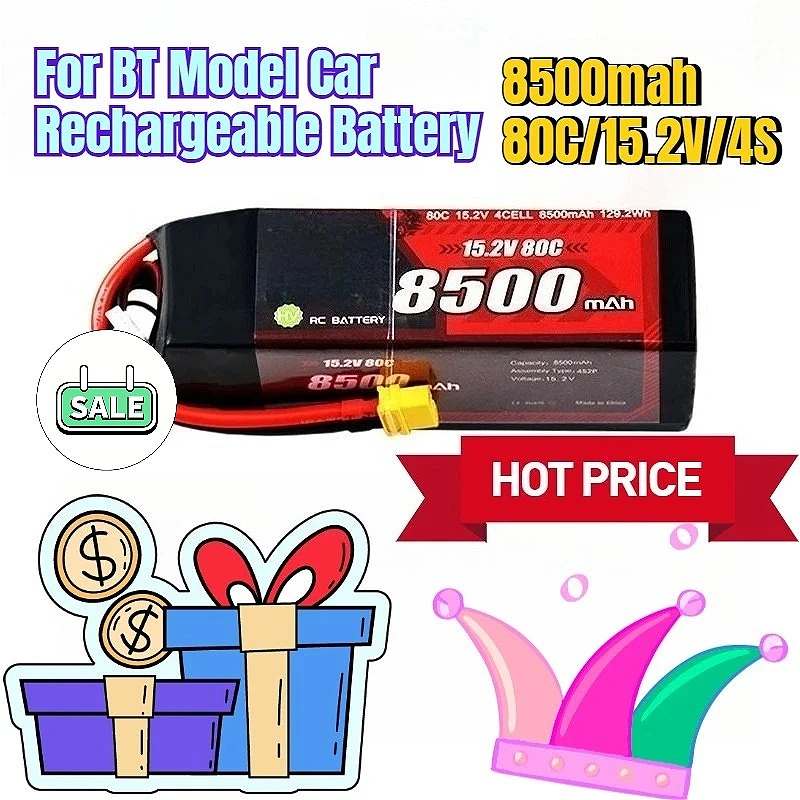 

8500mAh, 80C/15.2V/4S Rechargeable Lithium Battery for RC Model Cars