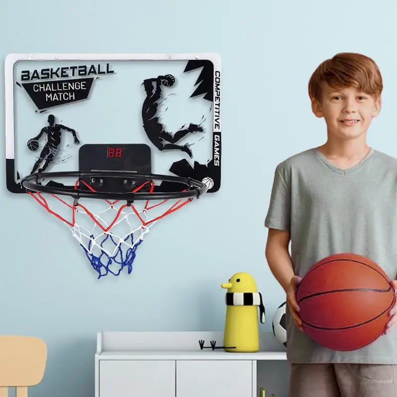 Indoor Basketball Hoop For Kids Electronic Indoor Kids Door Basketball Hoop With Led Lighting Wall Mounted Shatter Proof