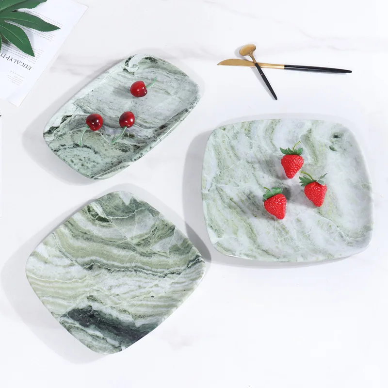 

Modern natural marble square tray model room creative home living room tabletop fruit tray decorative ornaments