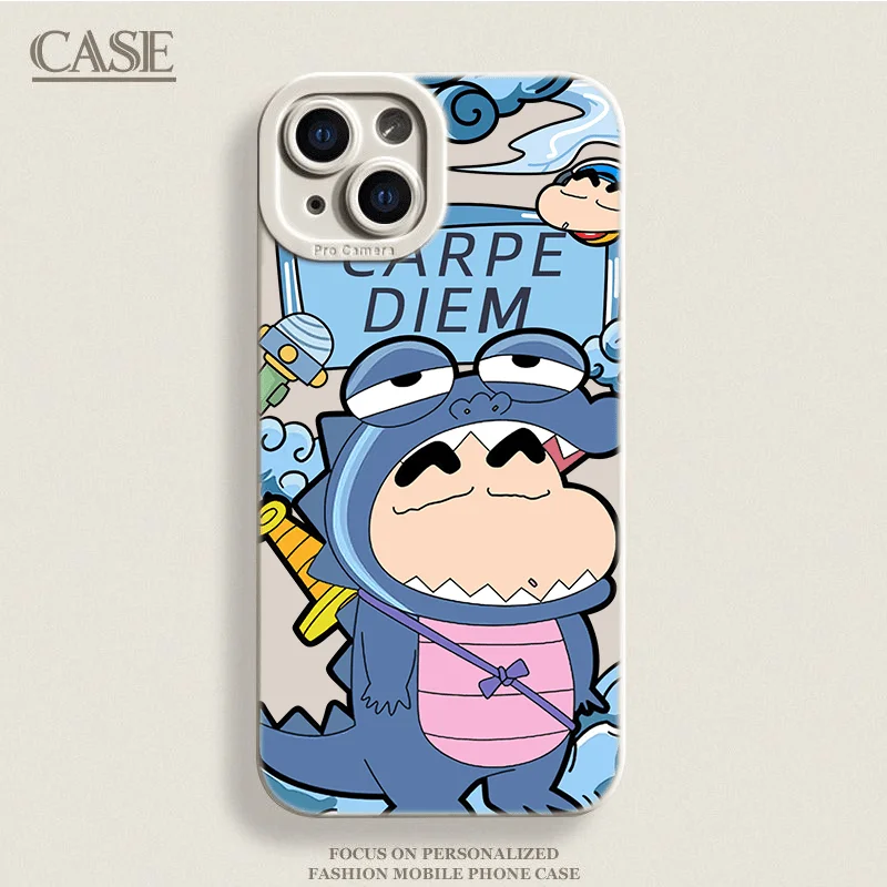 تلوين شين تشان حافظة من السيليكون حماية آيفون 15 14 13 12 11 برو ماكس بلس ملحقات الهاتف الواقية الصغيرة 7 8 XS XR X