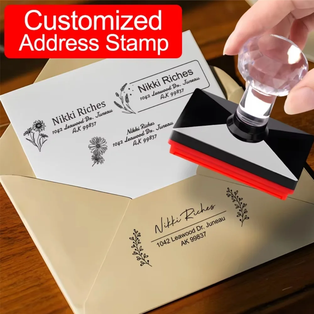 Custom Wedding Stamp Name and Date Ink Stamp Customized Photosensitive Self Inking Stamp Personalized Return Address Invitation